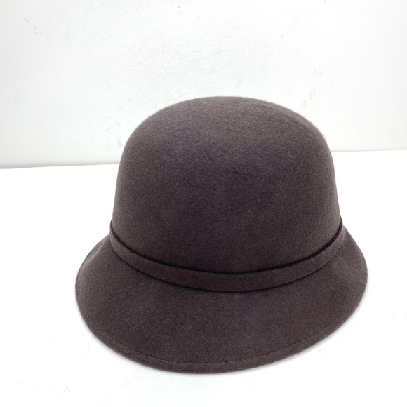 MAGID Hats Wool Felt Leaf Detail Dark Academia Hat in Mushroom Gray main image 6